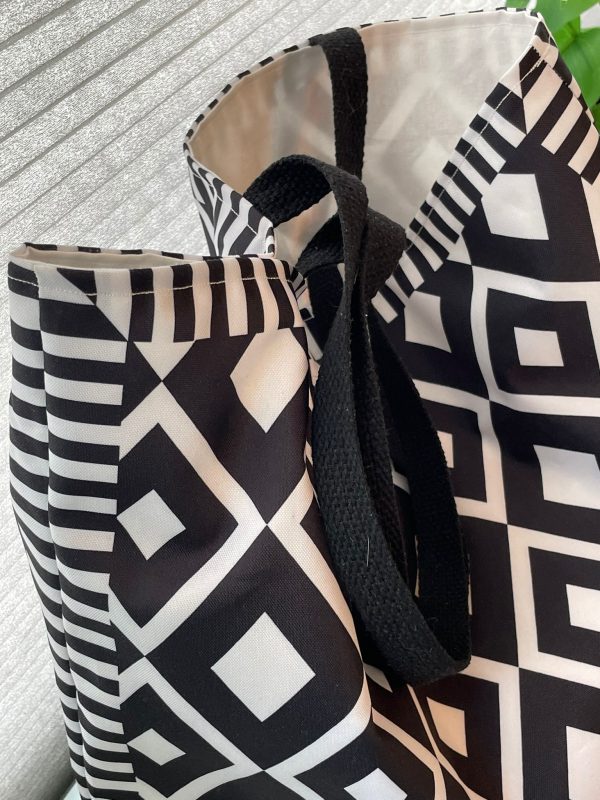 water afstotende beach bag zwart wit - Afbeelding 3