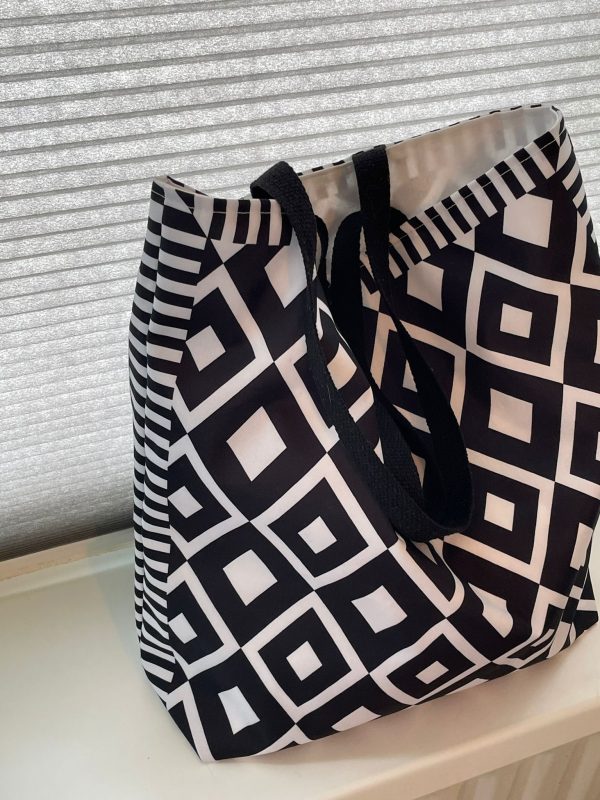 water afstotende beach bag zwart wit - Afbeelding 2