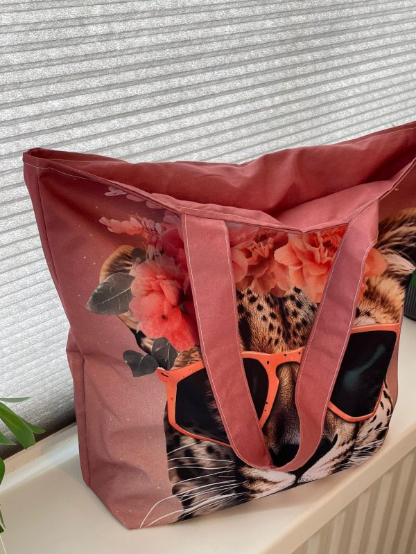 water afstotende beach bag met cheeta print - Afbeelding 2