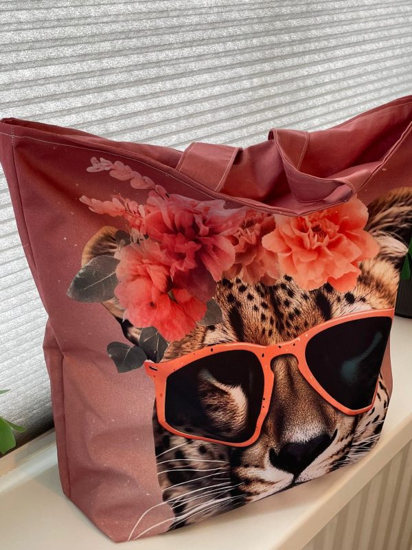 water afstotende beach bag met cheeta print - Afbeelding 3