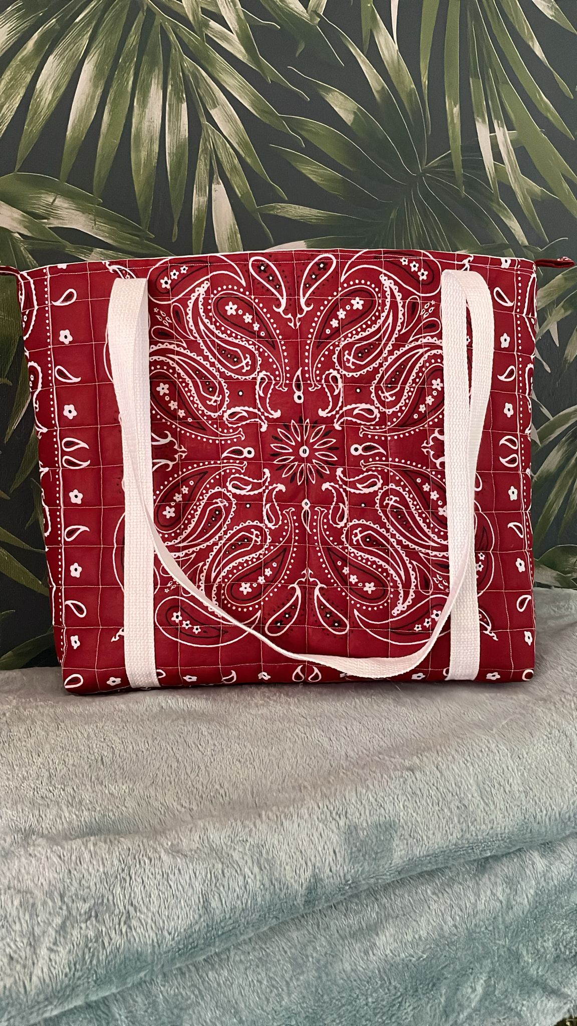 shopper tote bag red bandana