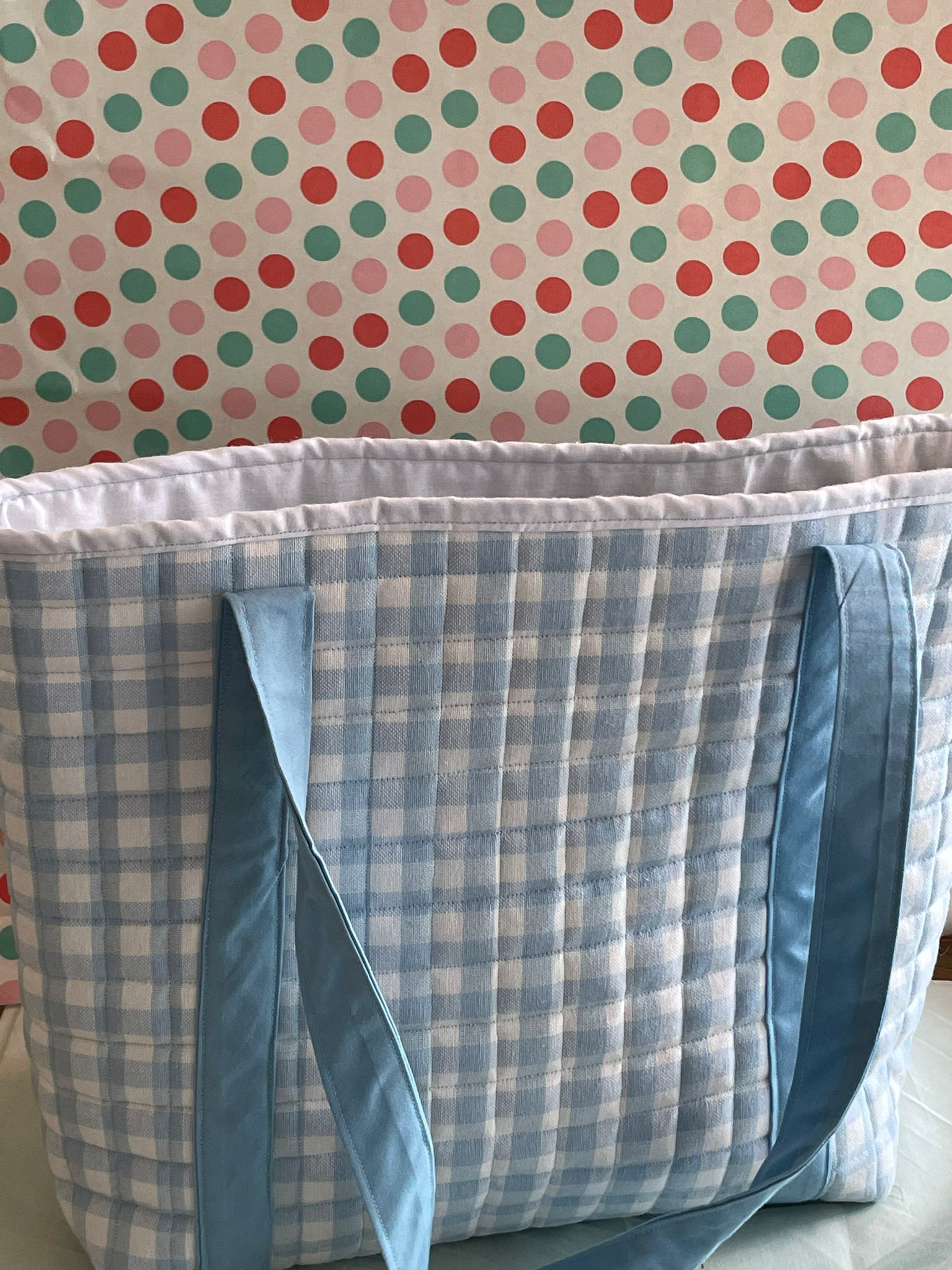 shopper tote bag blauw geruit - Afbeelding 2