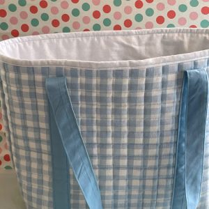 shopper tote bag blauw geruit