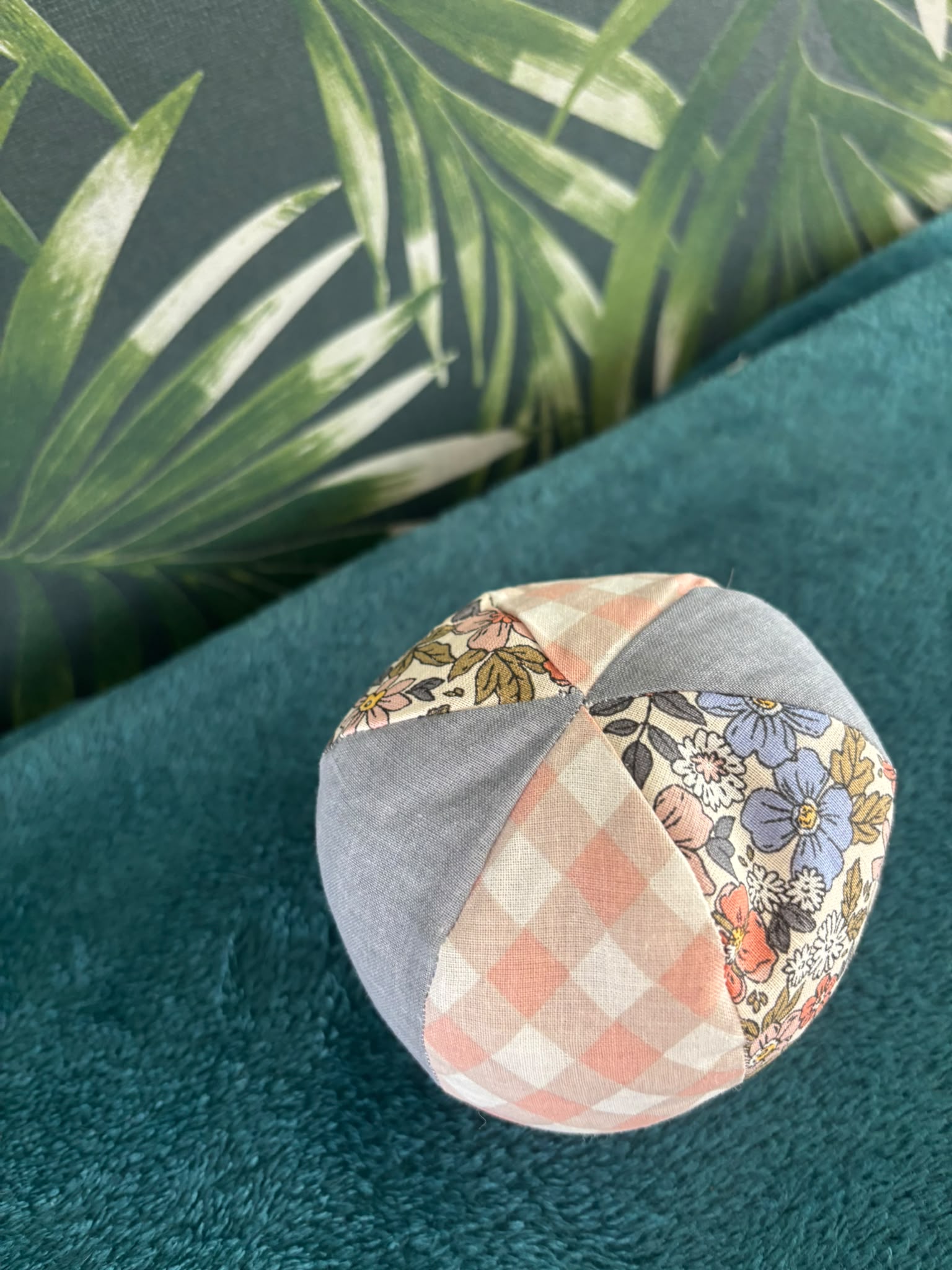 Montessori soft bal ruit blauw bloemig vakken - Afbeelding 3