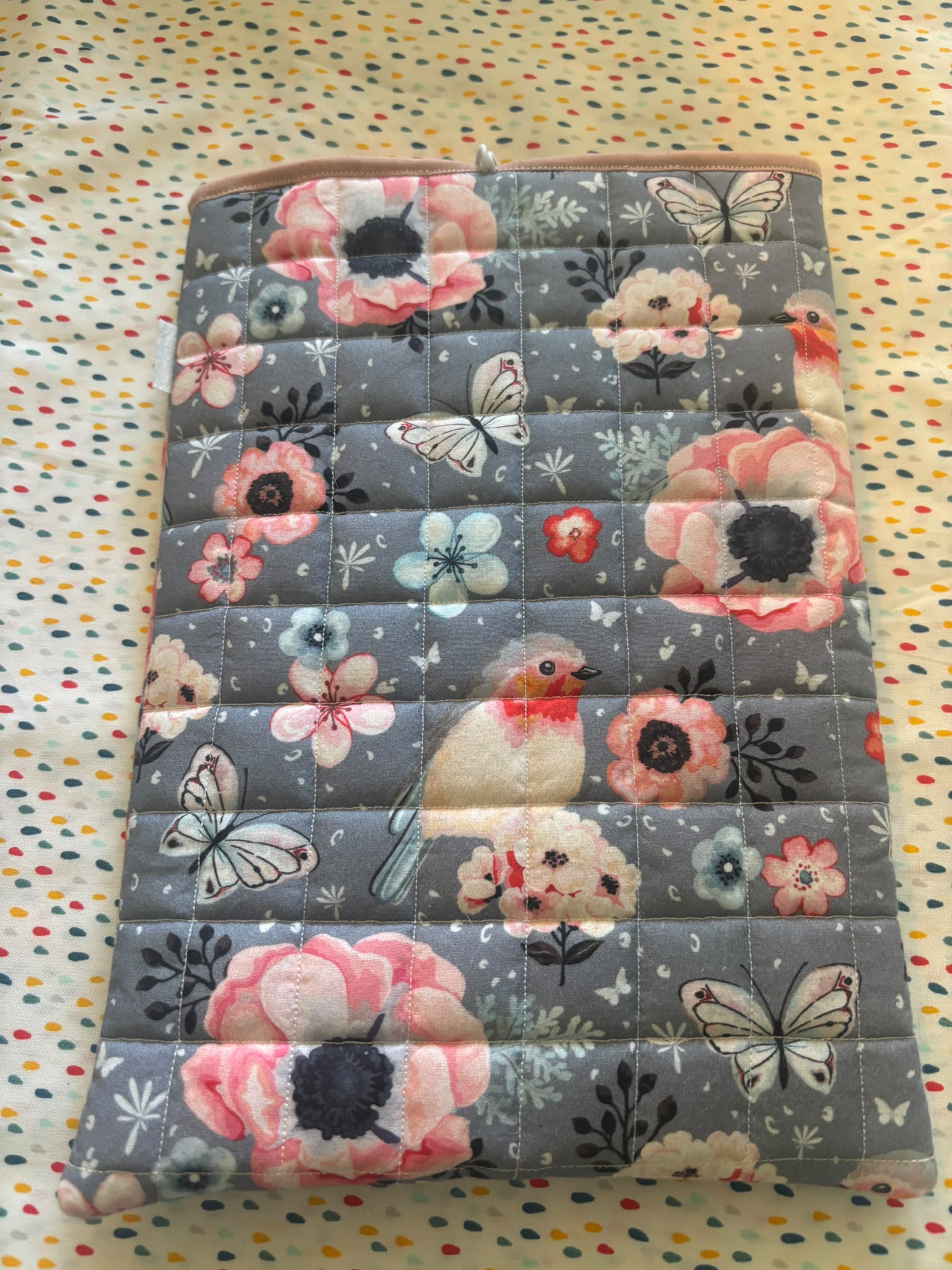 Book-sleeve size m Birdy with floral grey - Afbeelding 2