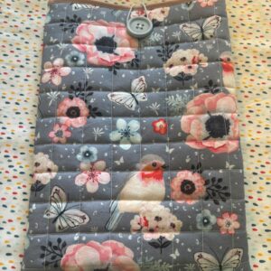 Book-sleeve size m Birdy with floral grey