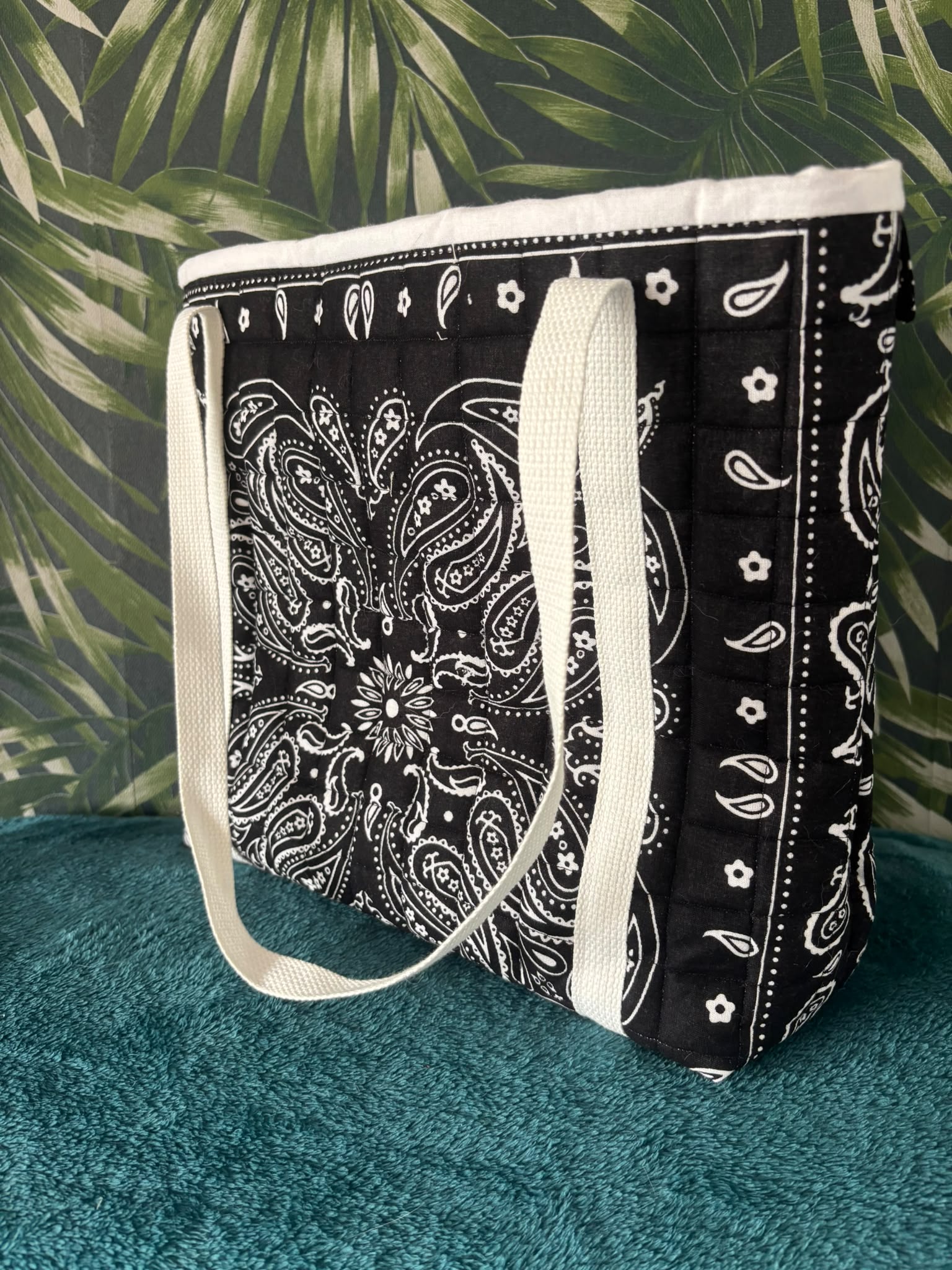 shopper tote bag bandana zwart - Afbeelding 2
