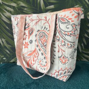 shopper tote bag paisley orange