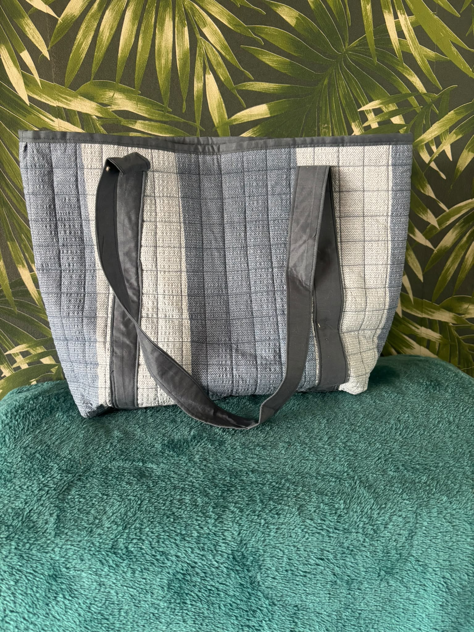 shopper tote bag blauw gestreept - Afbeelding 2