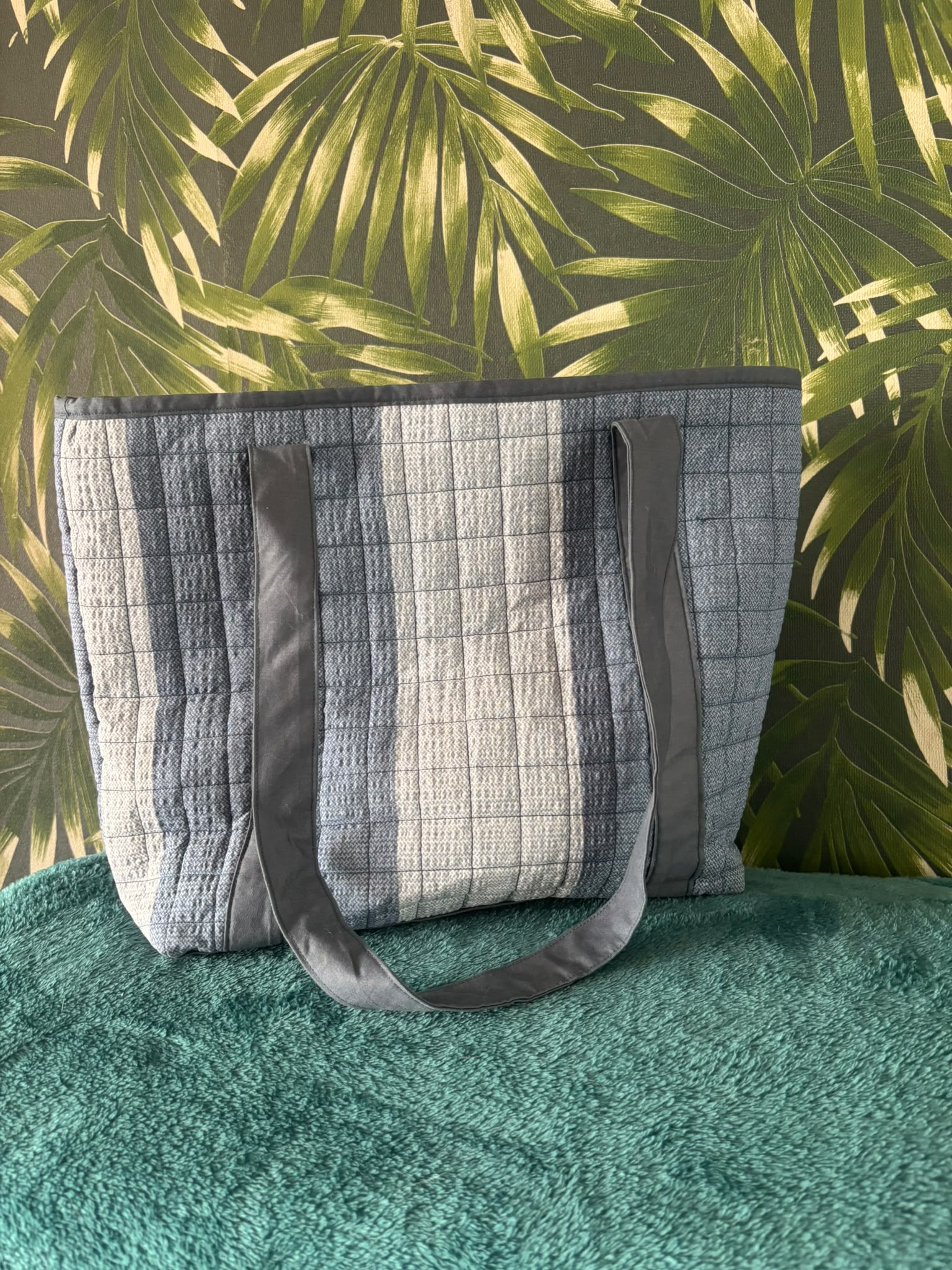 shopper tote bag blauw gestreept
