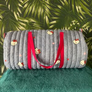 Grote duffle bag in denim look met katten kopje