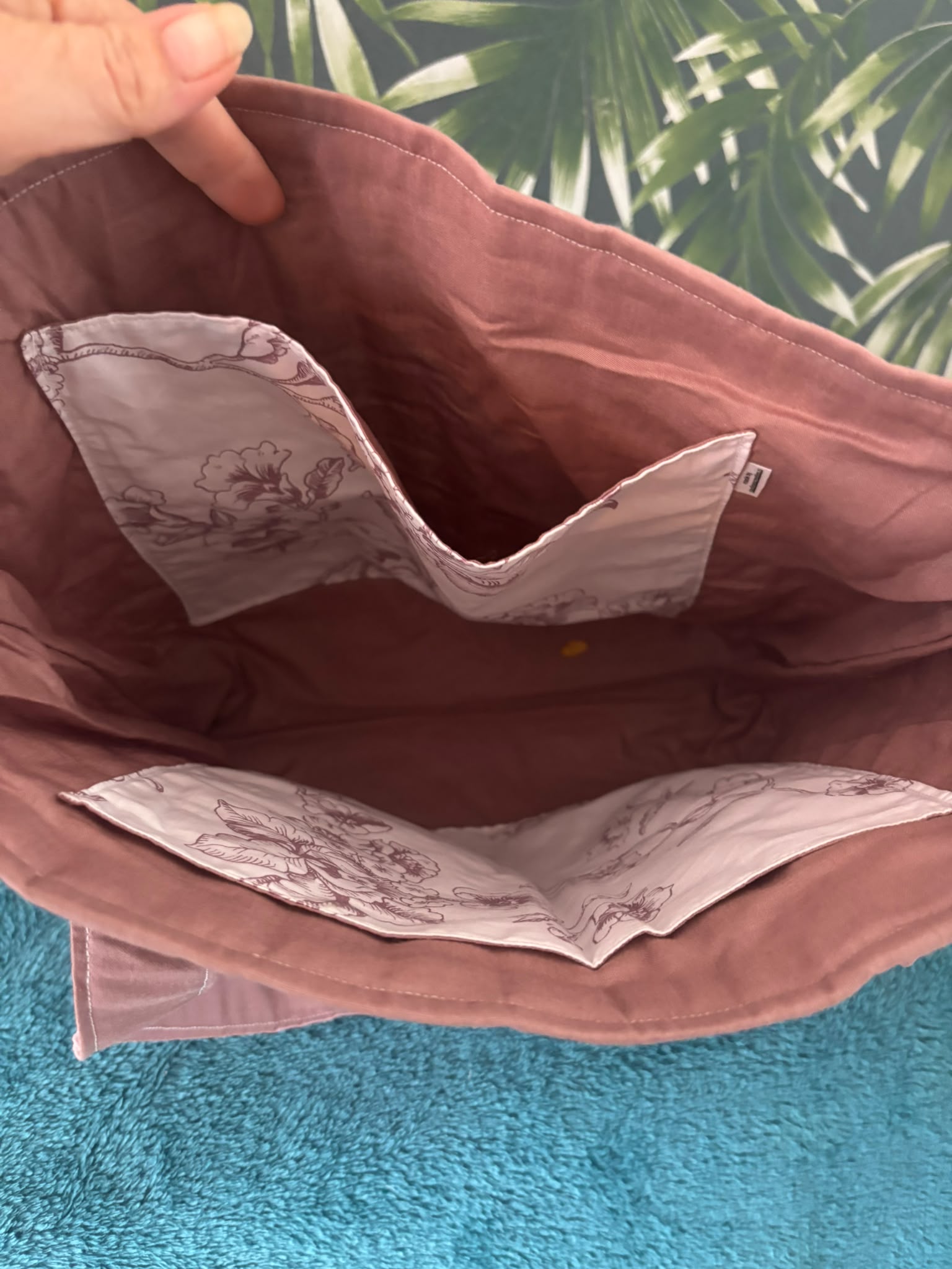 shopper tote bag creme met bruine vogel print - Afbeelding 6