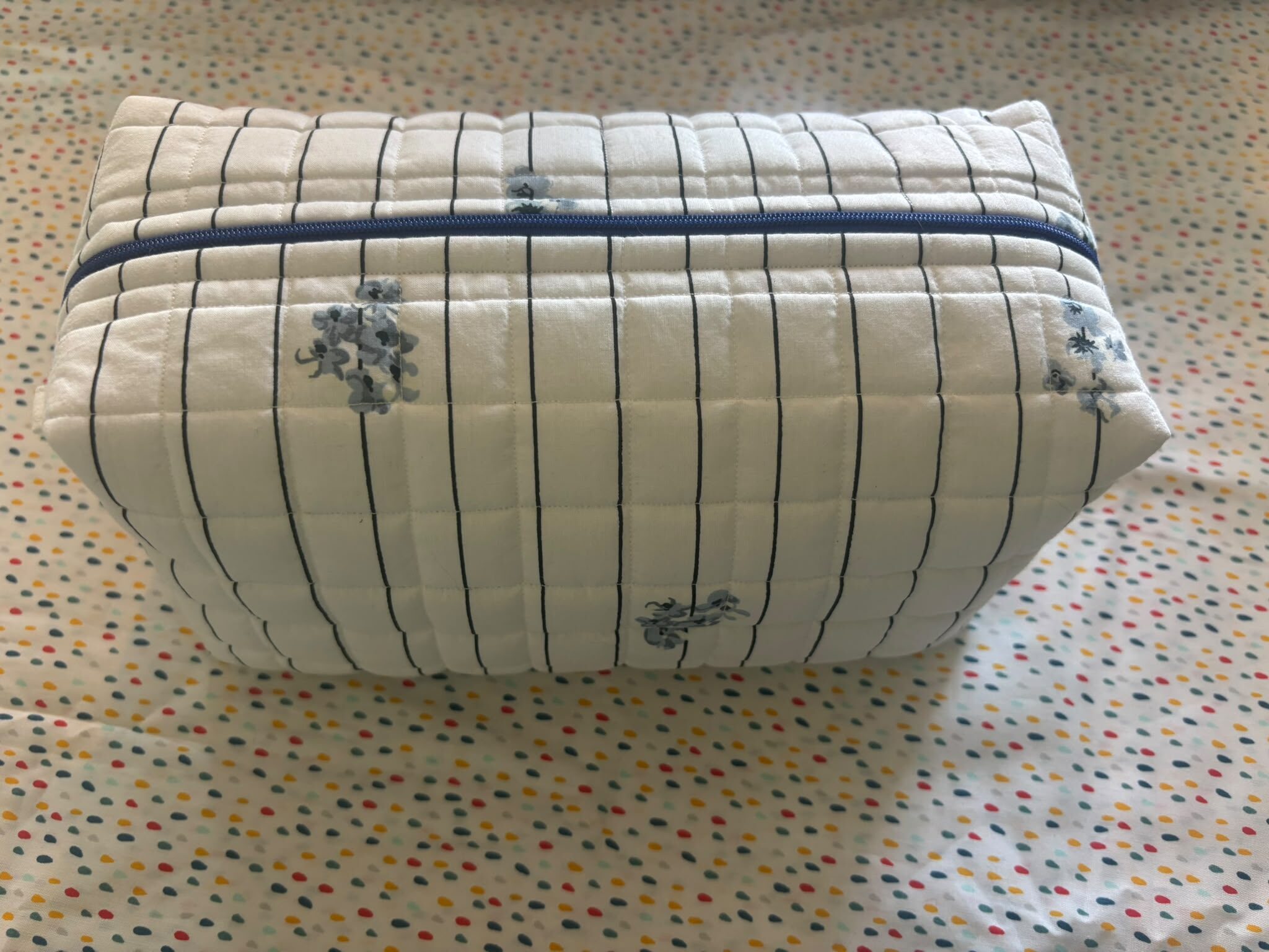 All-Purpose bag bag large wit gestreepte kleine bloemetjes - Afbeelding 2