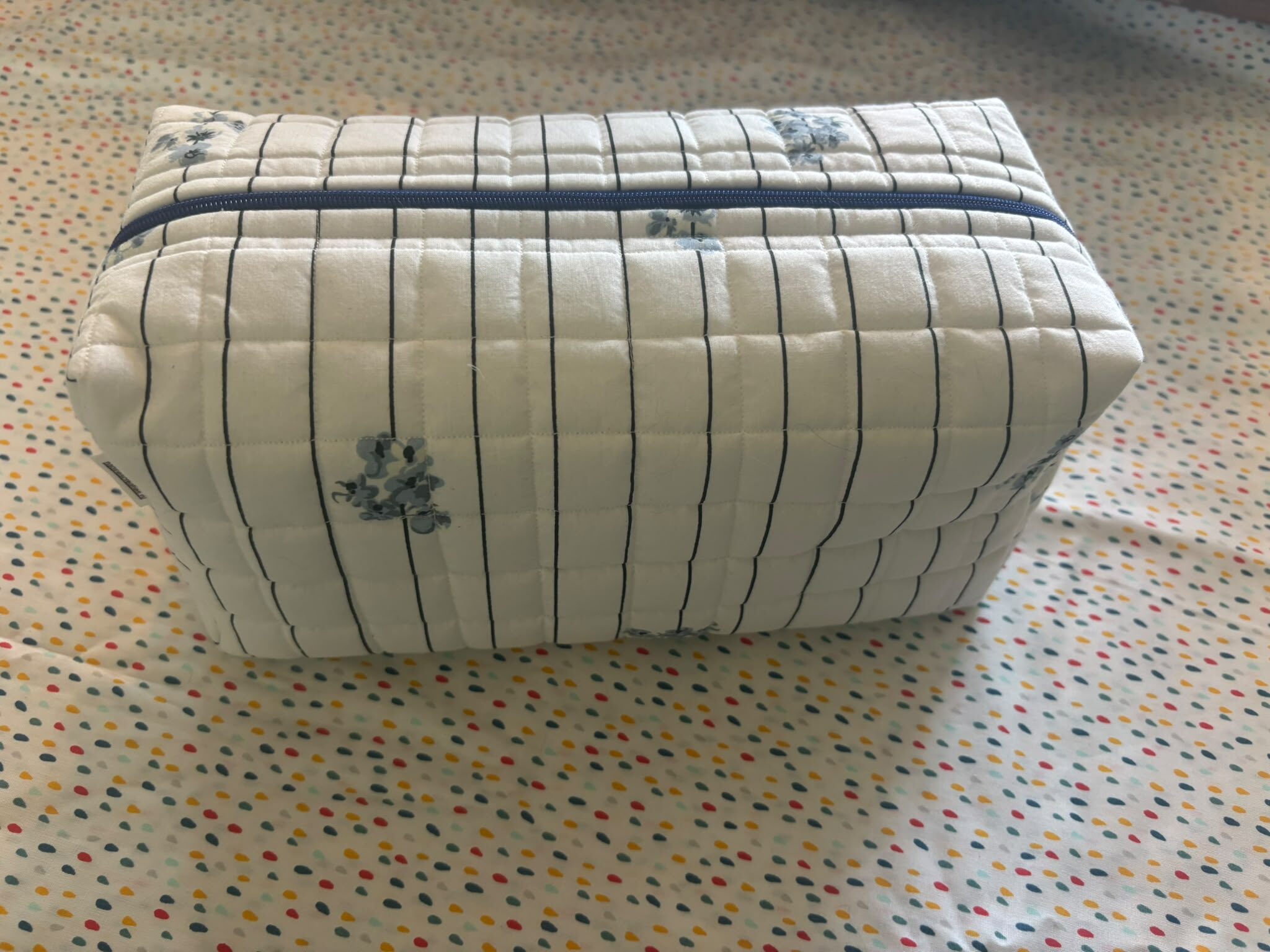All-Purpose bag bag large wit gestreepte kleine bloemetjes