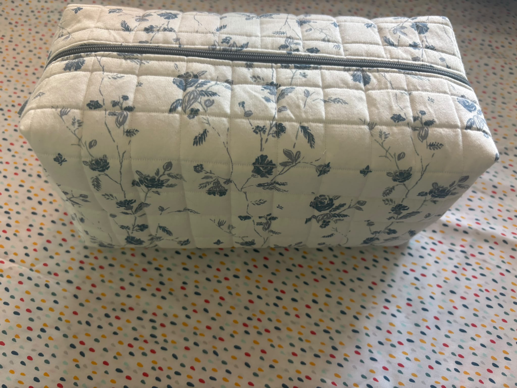 All-Purpose bag bag large creme met blauwe bloemetjes - Afbeelding 2