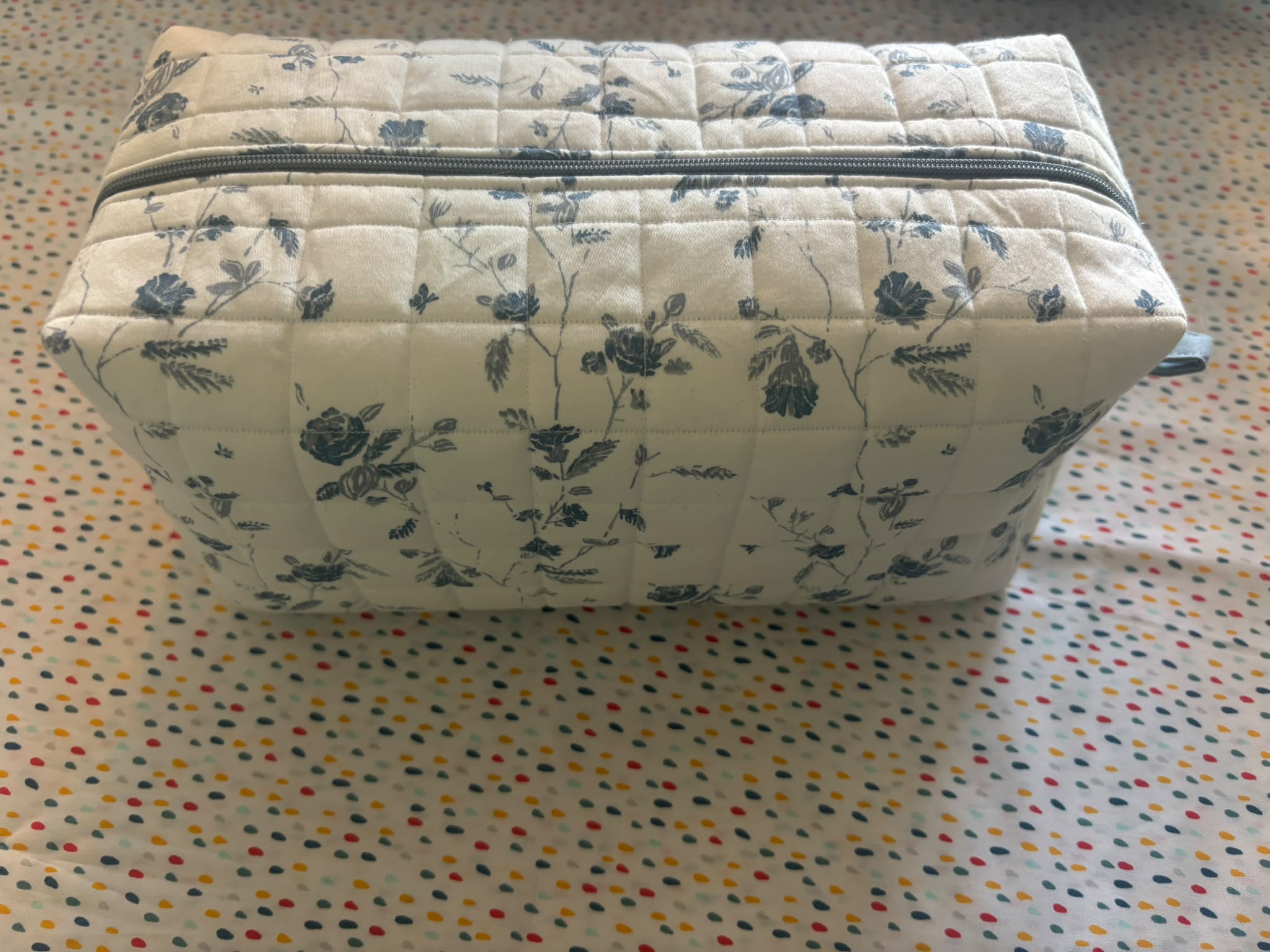 All-Purpose bag bag large creme met blauwe bloemetjes