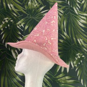 Heks of Tovernaars hoed roze met wit